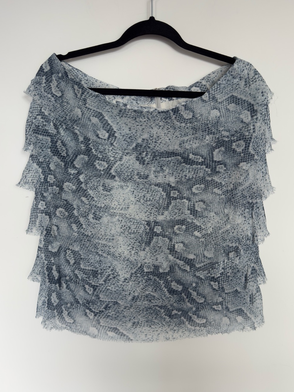 100% Silk Blue Floral Lace Layered Midi Skirt Size Unknown